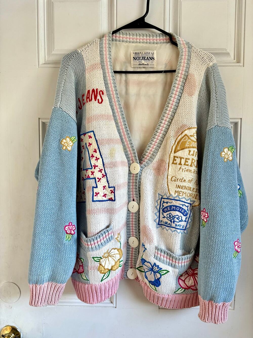 No! Jeans vintage embroidered cardigan sweater from 1980s